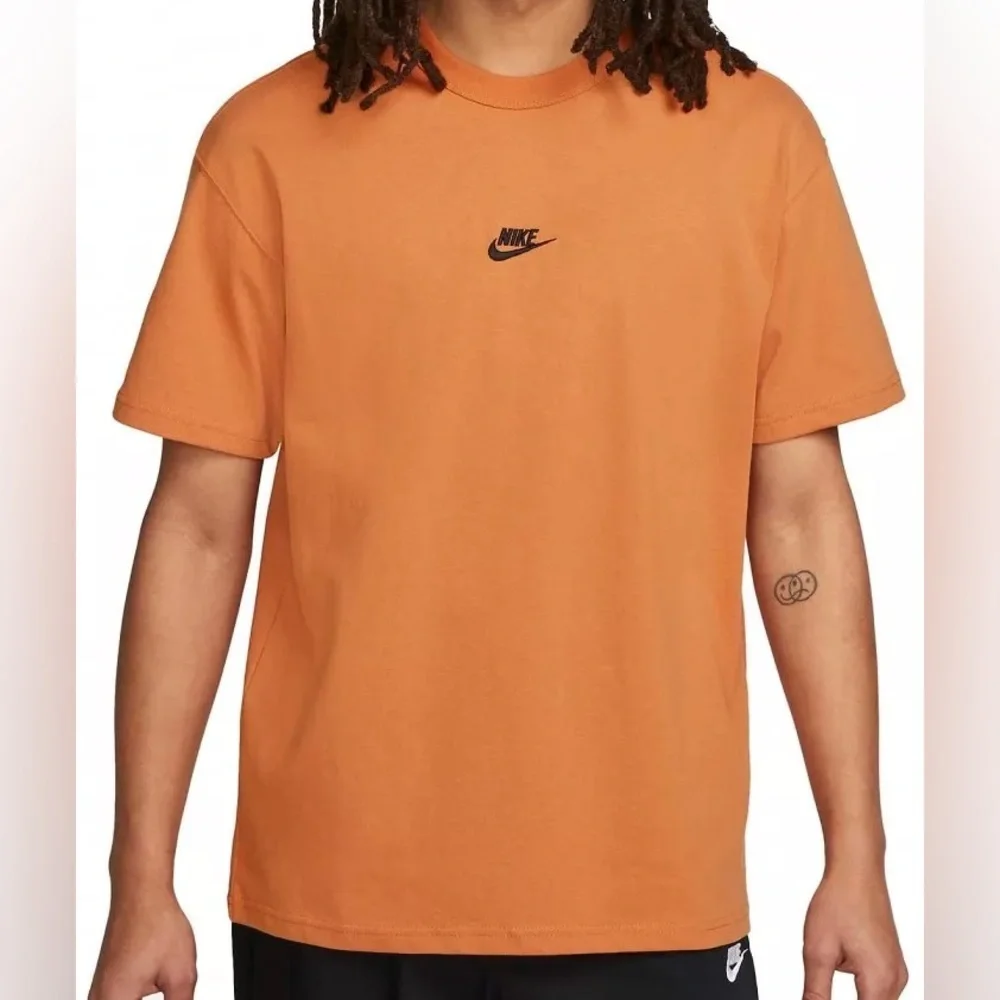Nike Loose Fit Cotton Embroidered Premium Essential Tee Hot Curry